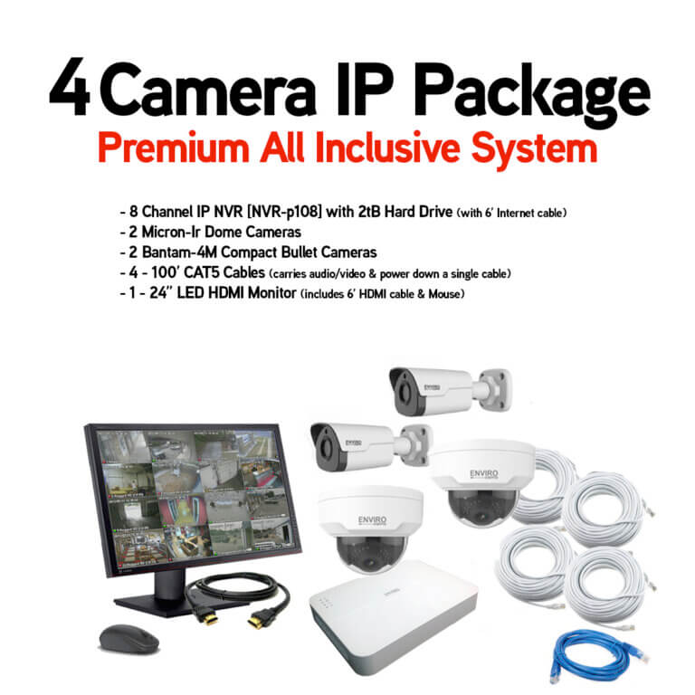4 Camera PlugNPlay IP with Network Video Recorder Package